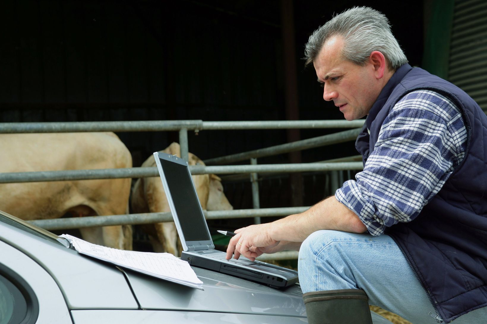 farmer using laptop to create asset register